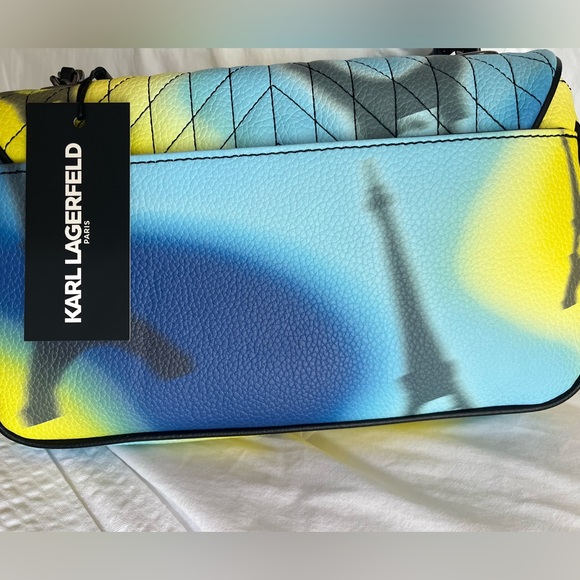 NWT Karl Lagerfeld Agyness Eiffel Tower Print Shoulder Bag - Picture 6 of 16